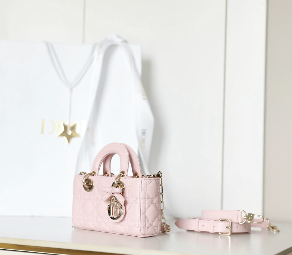 Quilted Mini Top Handle Crossbody Bag - Rose Tendre