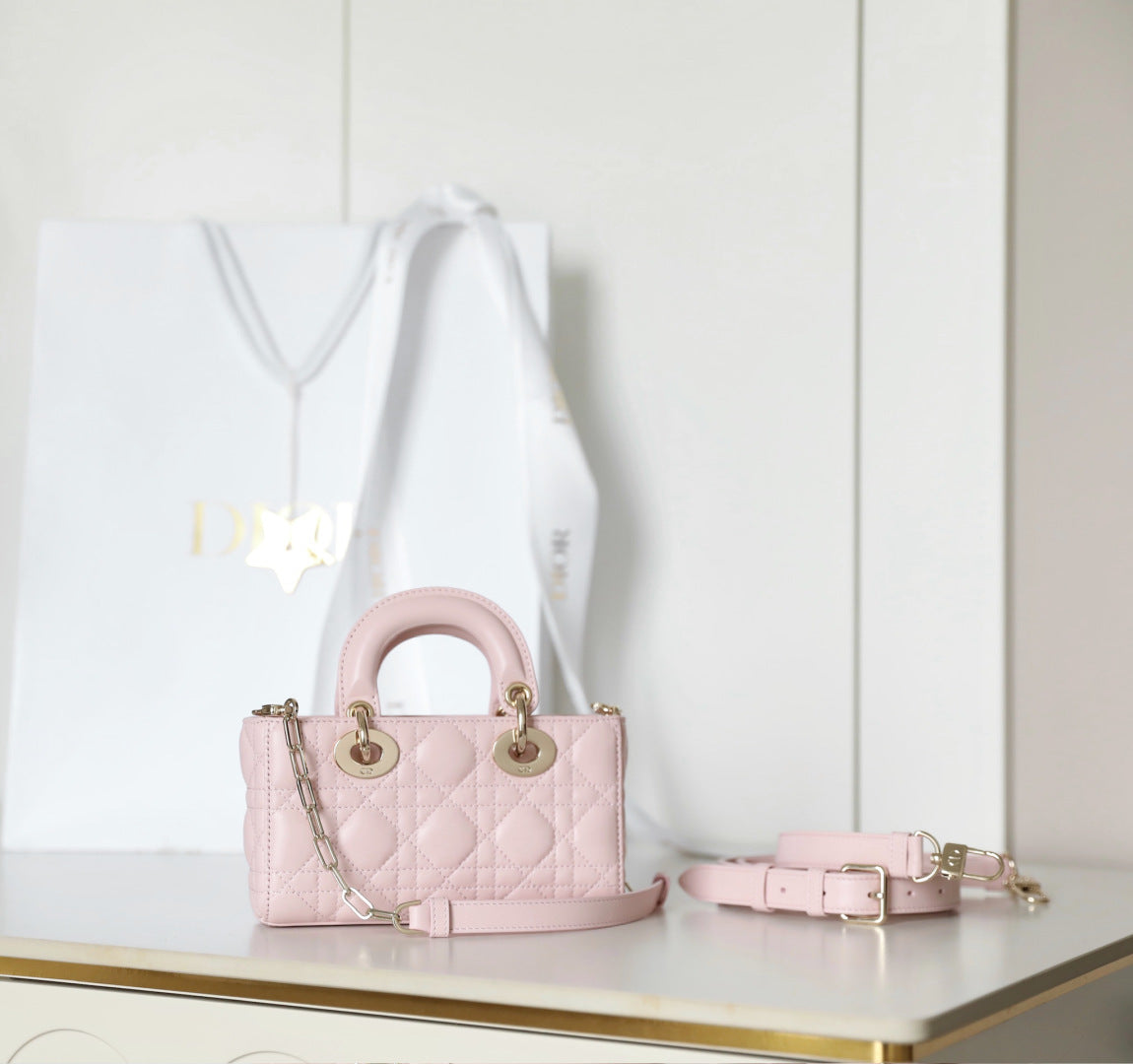 Quilted Mini Top Handle Crossbody Bag - Rose Tendre