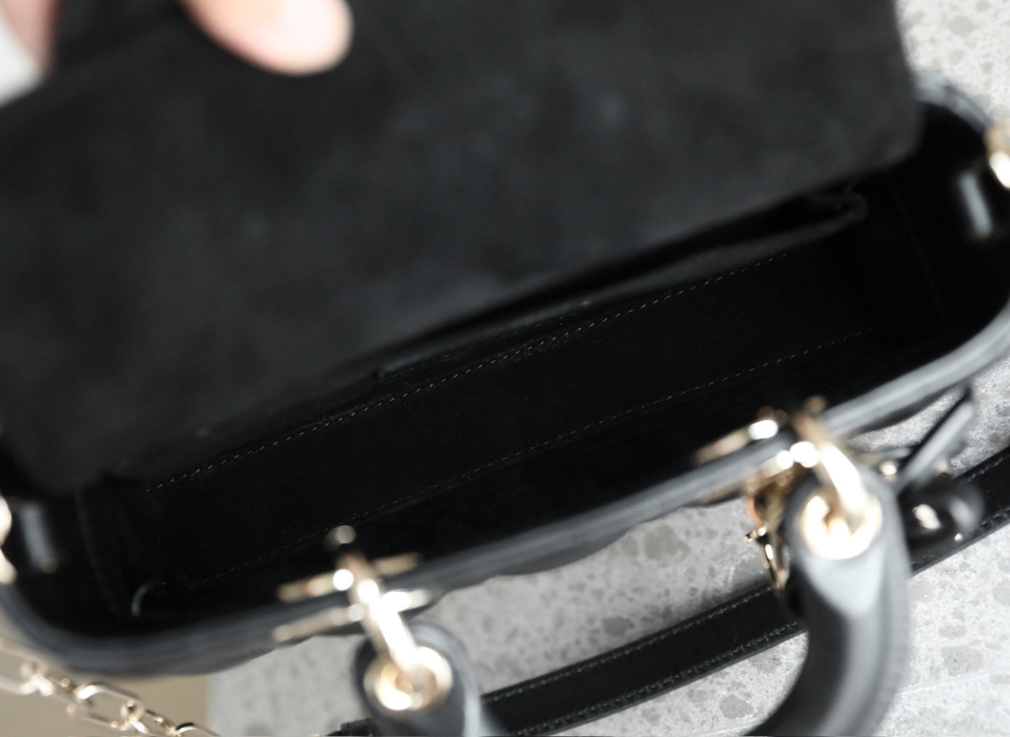 Quilted Mini Top Handle Crossbody Bag - Black