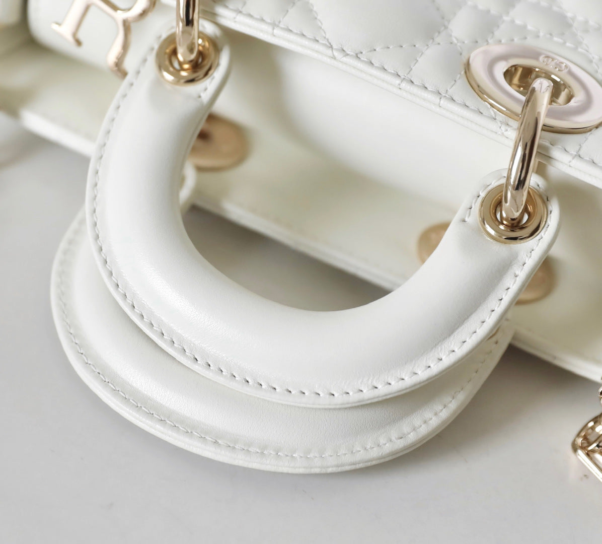 Quilted Mini Top Handle Crossbody Bag - White