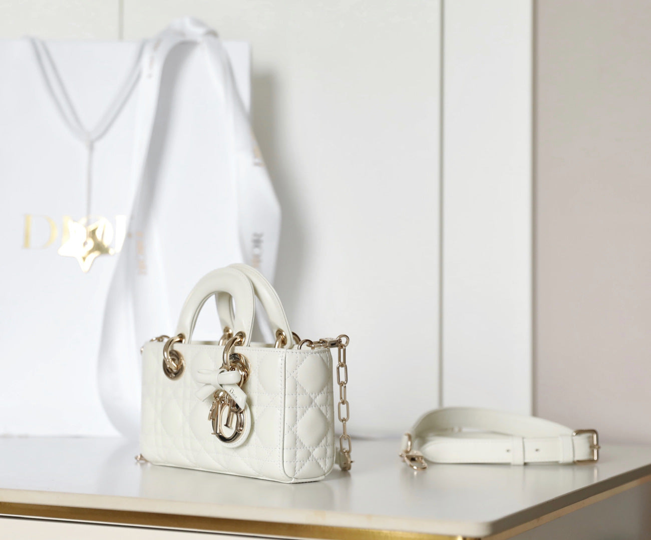 Quilted Mini Top Handle Crossbody Bag - White