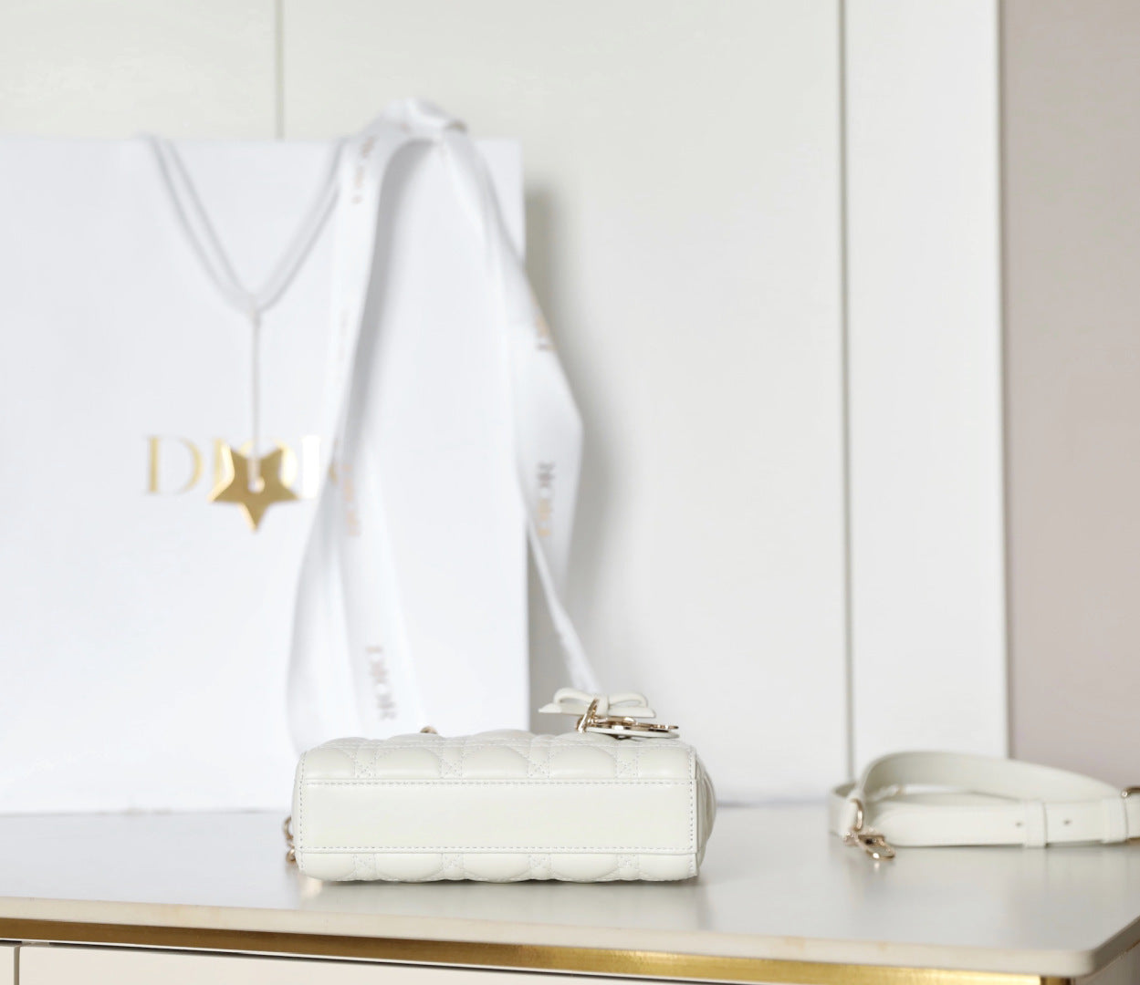 Quilted Mini Top Handle Crossbody Bag - White