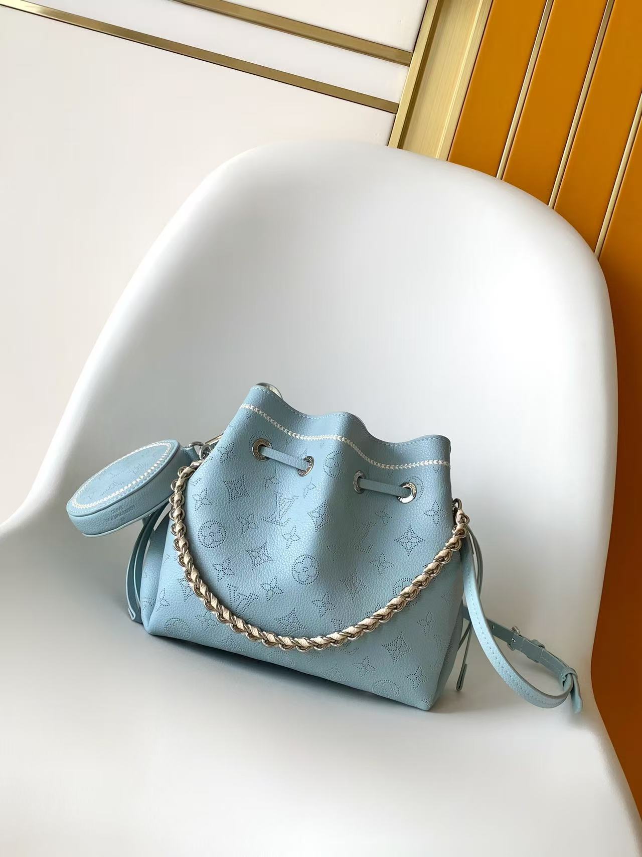 Perforated Leather Bucket Bag M28885