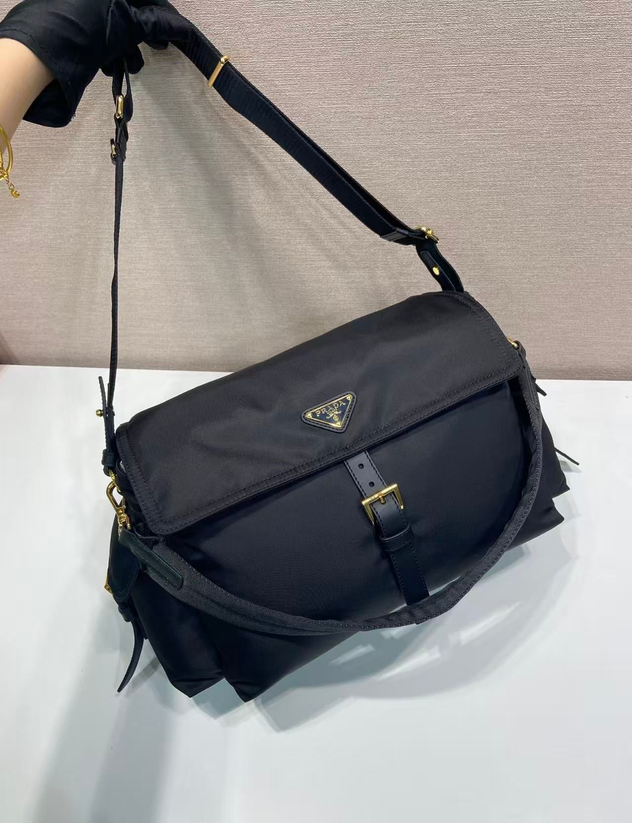 Large Nylon Flap Shoulder Bag 1BD391-L