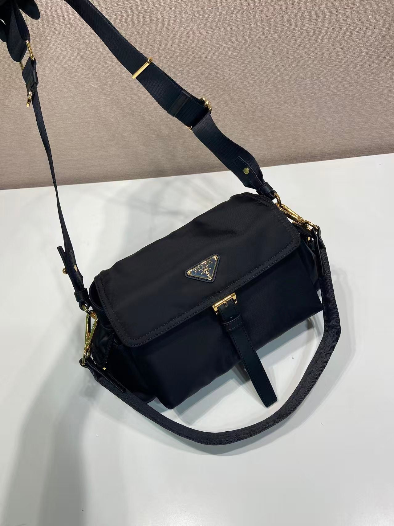 Medium Nylon Flap Shoulder Bag 1BD394-M